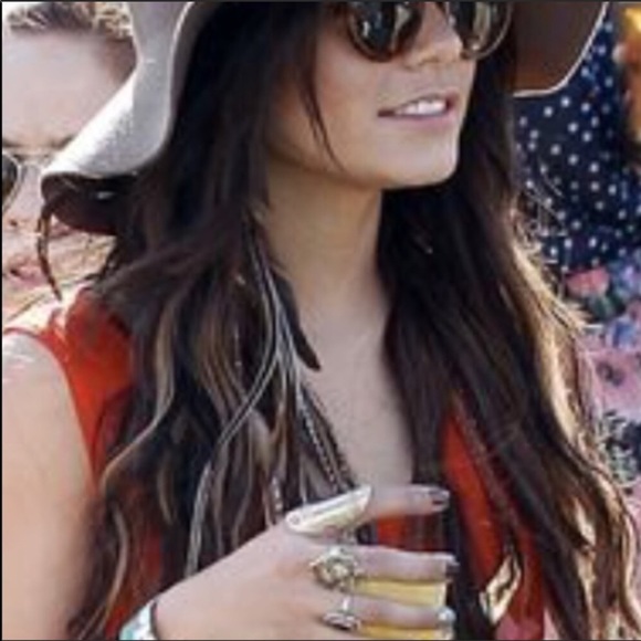 LOW LUV Aztec Gold Bronze Boho Long Big Ring 7 NEW - Picture 7 of 8